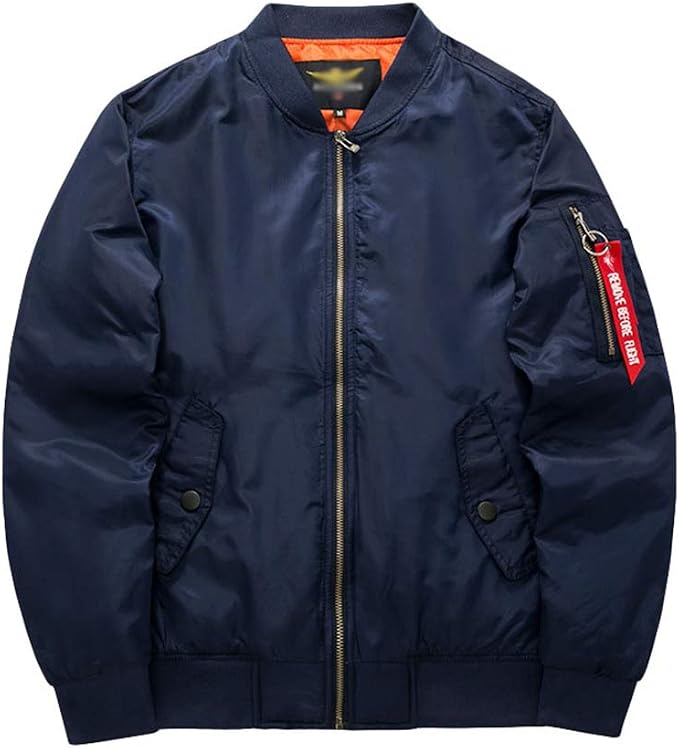 Bomber imbottito da uomo in blu scuro – con zip e tasche laterali