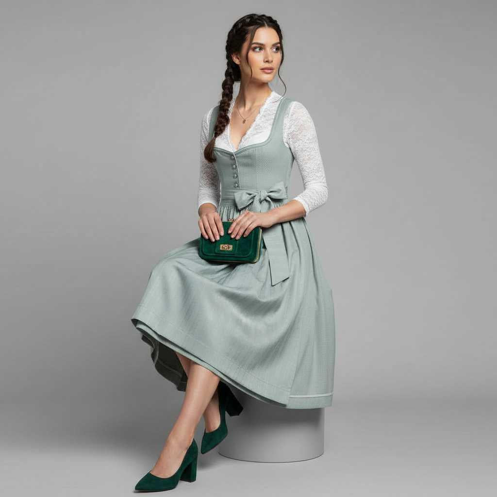 Dirndl tradizionale da donna con camicetta e grembiule – foto 2