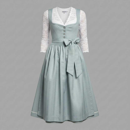 Dirndl tradizionale da donna in verde salvia – con camicetta e grembiule