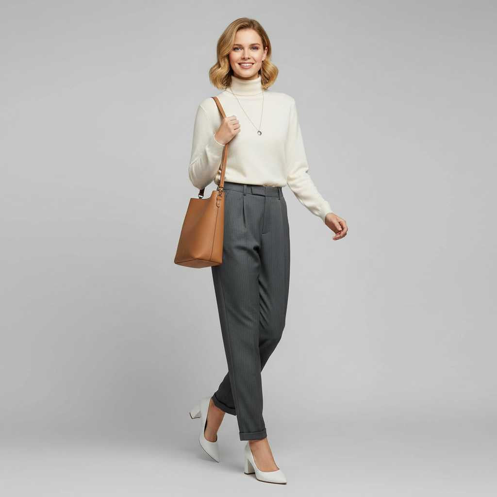Pantaloni eleganti da donna a vita alta con pinces – foto 3