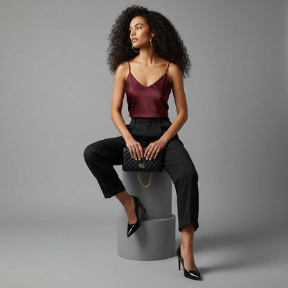 Pantaloni eleganti da donna a vita alta con pinces – foto 4